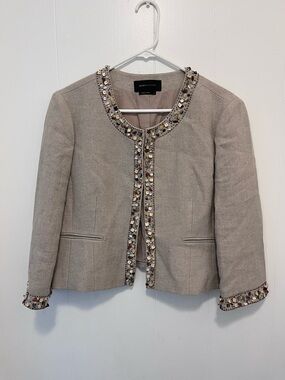 BCBGMAXAZRIA LINEN BEADED JACKET